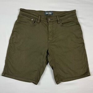 DUER Mens N2X Relaxed Fit No Sweat Shorts Sz 34 Army Green 10” Inseam B5
